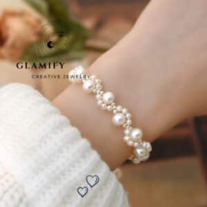 Natural Freshwater Pearl Cat's Claw Braided Bracelet 925 Sterling Silver lock for Women Gift