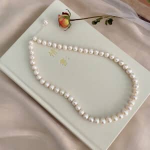 Natural Freshwater Pearl Necklace 925 Sterling Silver Jewelry