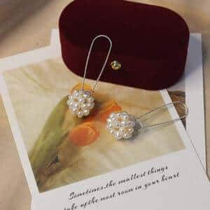 Drop Earrings Natural Freshwater Pearl Vintage Fashion Ball Jewelry