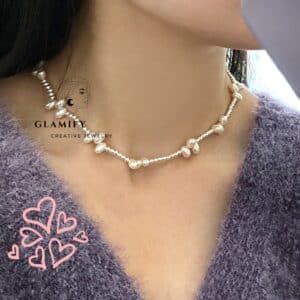 Natural Freshwater Pearl 925 Silver Bead Necklace