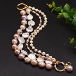 4 different pearls Multilayer Charm bracelets
