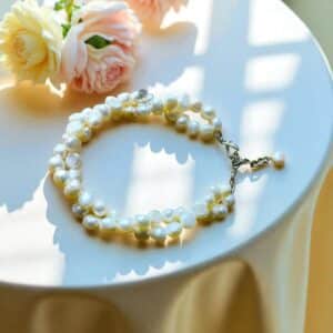 2 Layered Freshwater Pearl Bracelet, White Pearl Bracelet