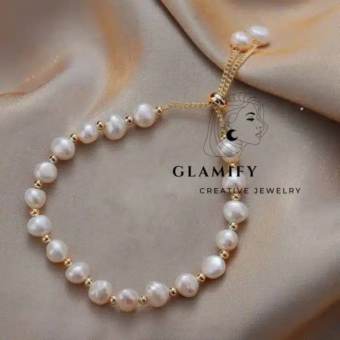 Natural Freshwater Pearl Bracelet, White Pearl Bracelet,