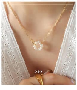 French Romanticism Double Ring Freshwater Pearl