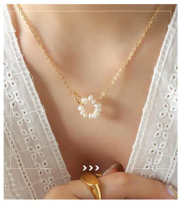 French Romanticism Double Ring Freshwater Pearl