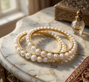 1 Pair Pearl White Color Fresh Water Pearl Churi - 2.10