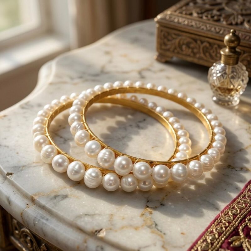 1 Pair Pearl White Color Fresh Water Pearl Churi