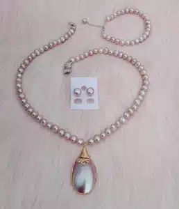 Original Fresh Water Pearl Necklace Set With Bracelet