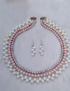 Original Fresh Water Pearl Necklace  Wave Shape 3 Color 5-8 MM 3 Layer
