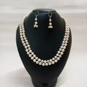 2Layer Natural Freshwater Pearl Pendant Necklace Set