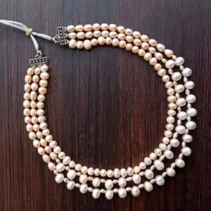 Original AAA Freshwater Multicolor Pearl Necklace | Rice & Potato Shape | 5–8mm | 3 Layer