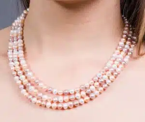 Original Fresh Water Pearl Necklace Multi Color 7-8 MM 3 Layer