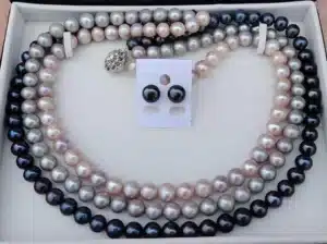 Original Fresh Water Pearl Necklace 3 Color 7-8 MM 3 Layer