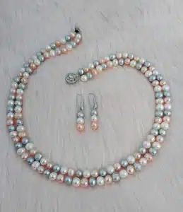 Original Fresh Water Pearl Necklace  Multi Color 7-8 MM 2 Layer