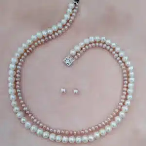 Original Fresh Water Pearl Necklace 2 Color 7-8 MM 2 Layer