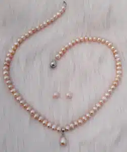 Original Fresh Water Pearl Necklace With Pendent  Pink Color