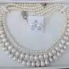 Original 3-Layer White Fresh water  pearl Necklace