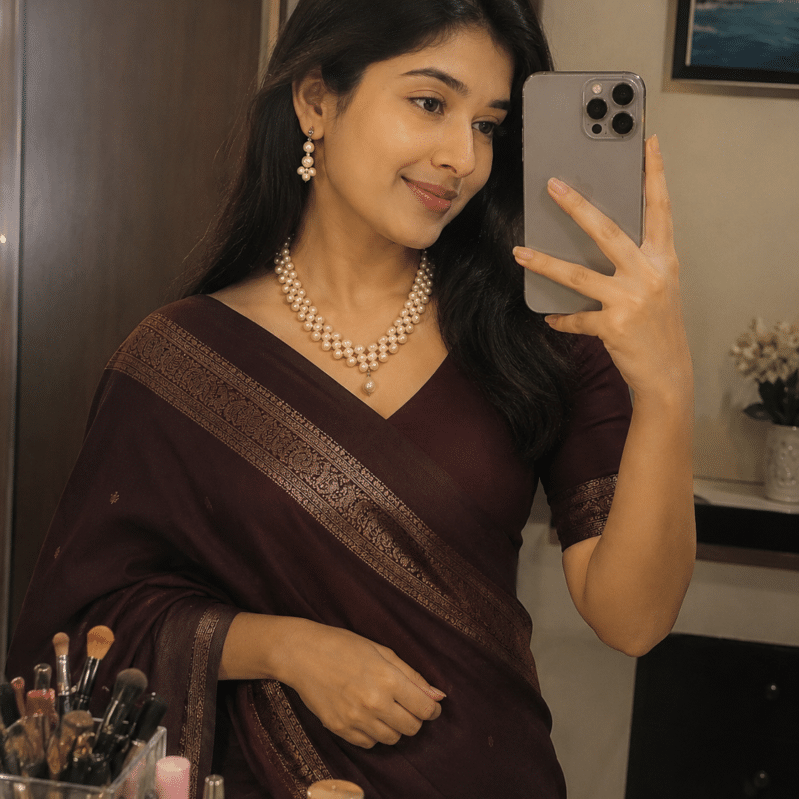 Modern Opulence: Distinctive 7-8mm Pearl Necklace Set