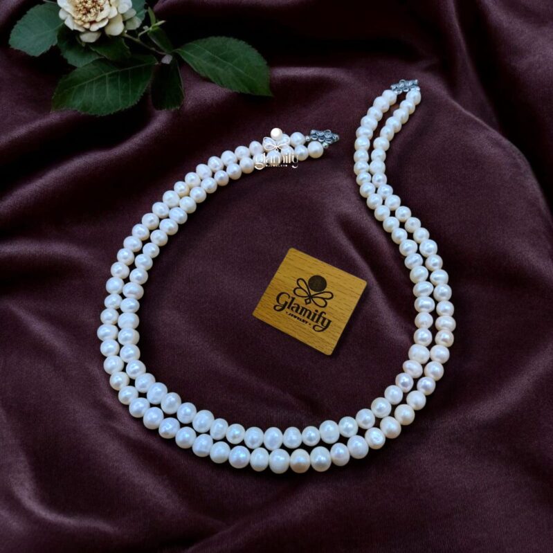 Original Fresh Water Pearl Necklace  White Color 8 MM 2 Layer
