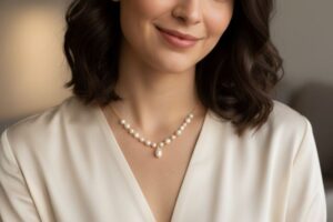 Silver Natural Freshwater Pearl Pendant Necklace Jewelry for Women