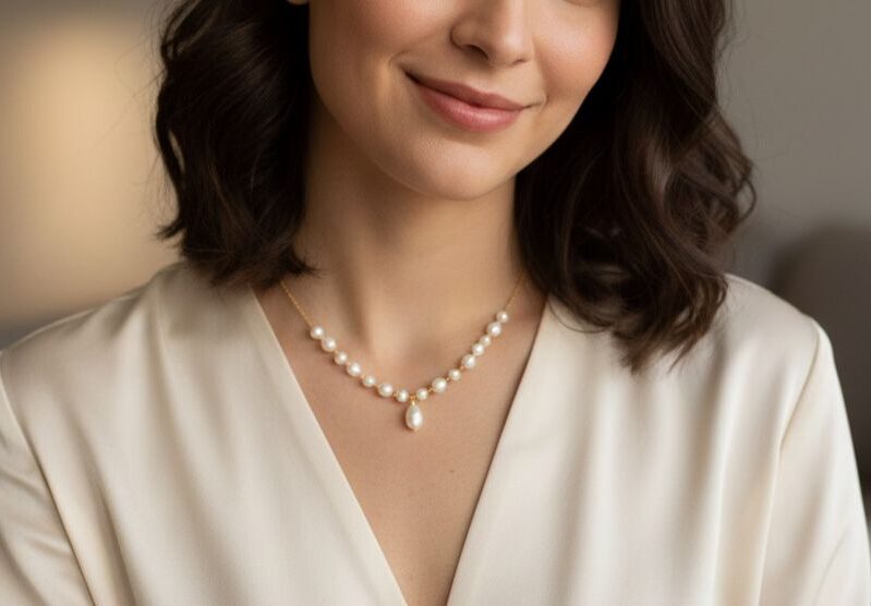 Silver Natural Freshwater Pearl Pendant Necklace Jewelry for Women