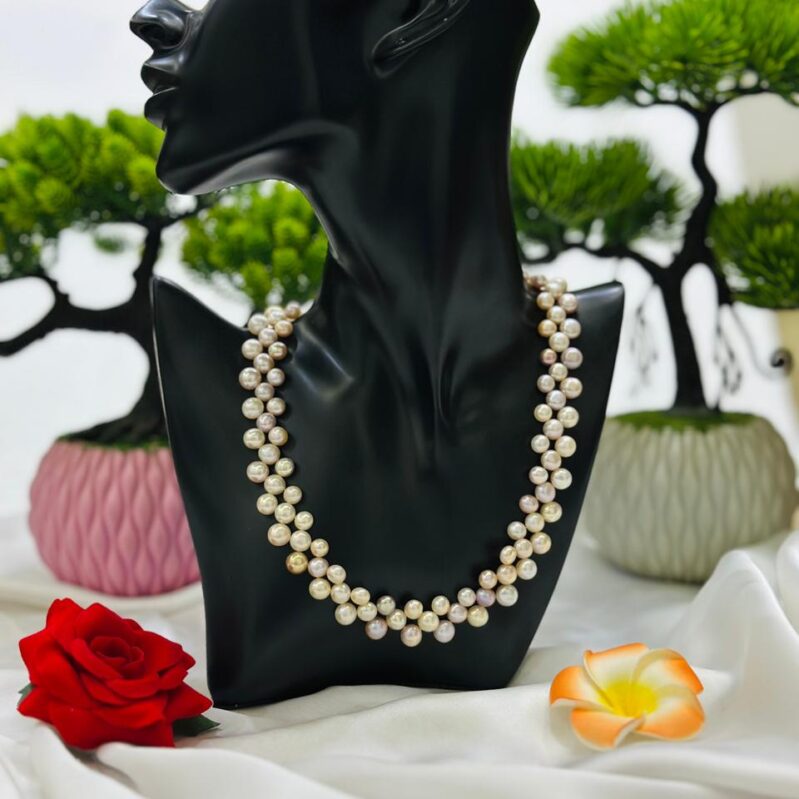 Multi-Strand Freshwater Pearl Necklace - Layered Mixed Colors