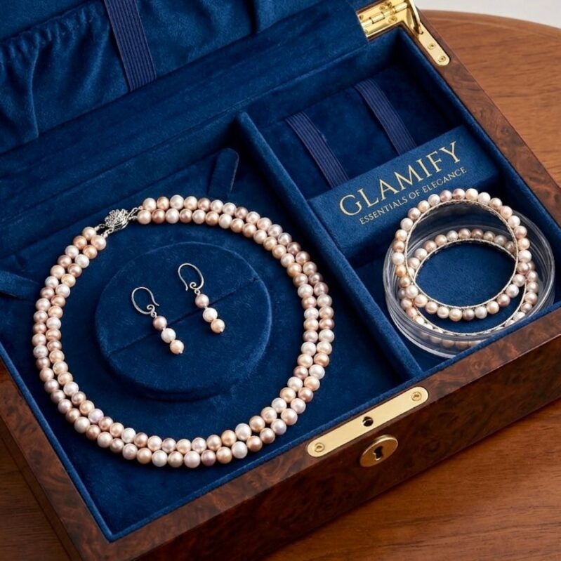 Original Fresh Water Pearl Necklace with Earring and Churi