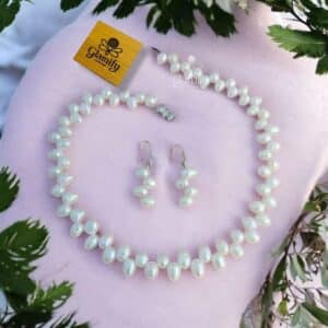 Original Fresh Water Pearl Necklace  Wave Shape White Color 8 MM