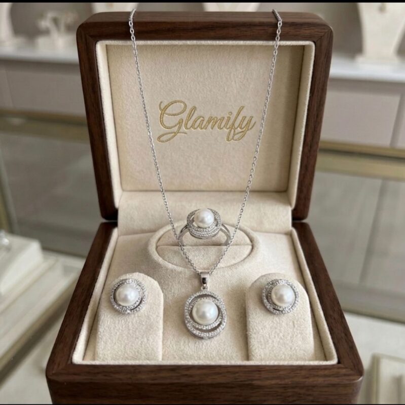 Freshwater Pearl Pendant with Ring & Earring Set For Women