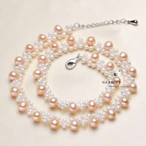 Freshwater Pearl Necklace Party Wedding Necklace Jewelry - Pink