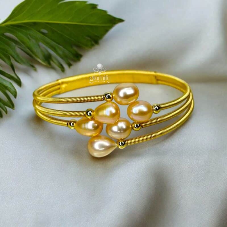 Luxurious Luster: 14k Gold Plated Pearl Bracelet, A New Arrival