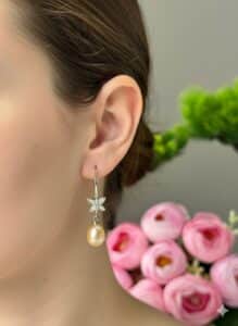 Alluring Pearl Earrings 925 silver with Pink pearl