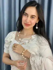 Freshwater Pearl; Coin Pearl Necklace Set with Earrings