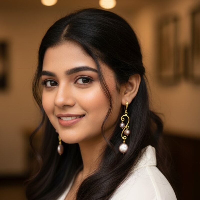 Golden Elegance Pearl Drop Earrings