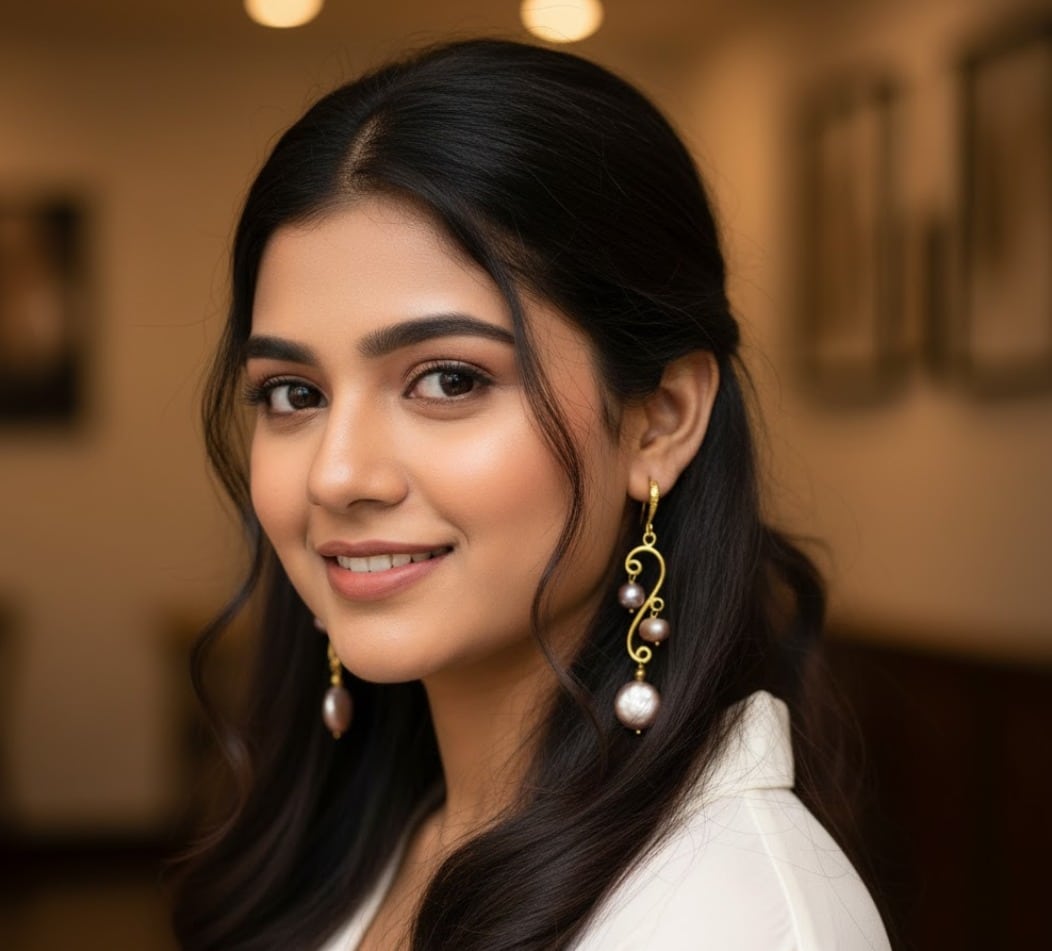 Golden Elegance Pearl Drop Earrings