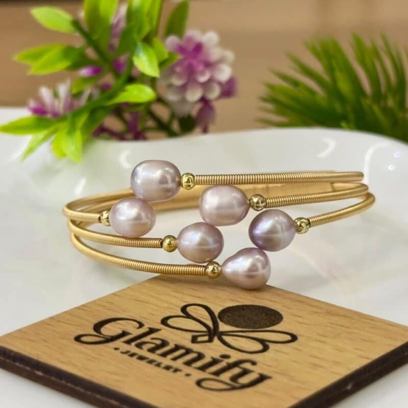 Luxurious Luster: 14k Gold Plated Pearl Bracelet, A New Arrival