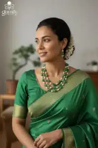 Fresh water pearl & Panna Stone  with earring