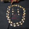 Elegant Pink and Purple Coin Pearl Two-Layer Necklace with Earrings - Image 3