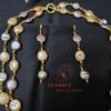 Elegant Pink and Purple Coin Pearl Two-Layer Necklace with Earrings - Image 2