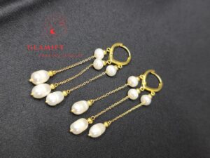 Gold Plated Chain with Pearl Earrings