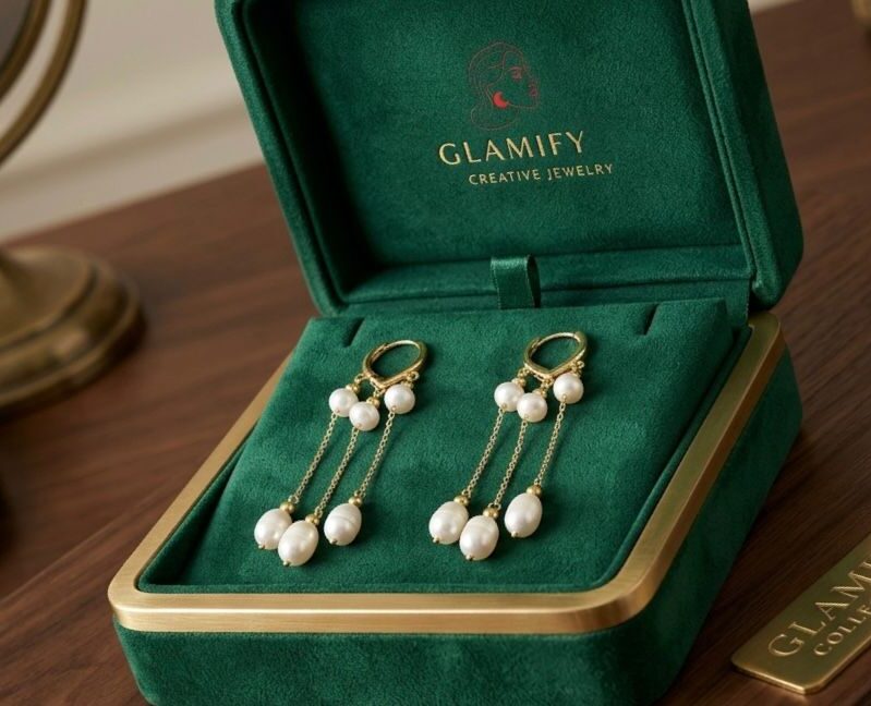 Gold Plated Chain with Pearl Earrings