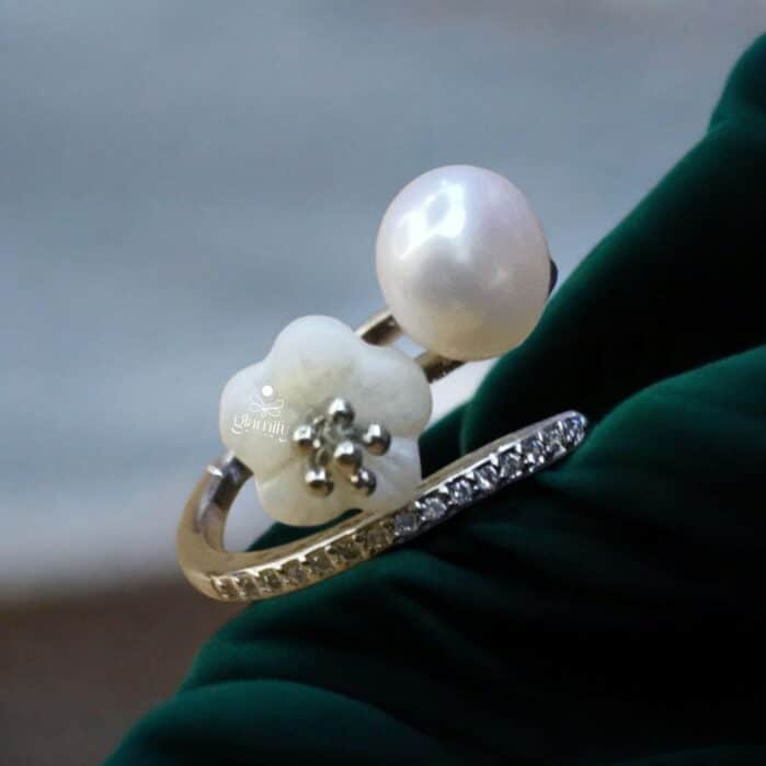 Freshwater Pearl Adjustable Finger Ring – AAAA Grade, 8mm - Image 2