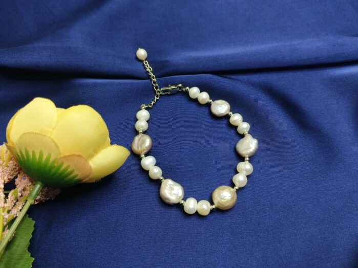 Coin & Round Freshwater Pearl Adjustable Bracelet for Women - Image 3