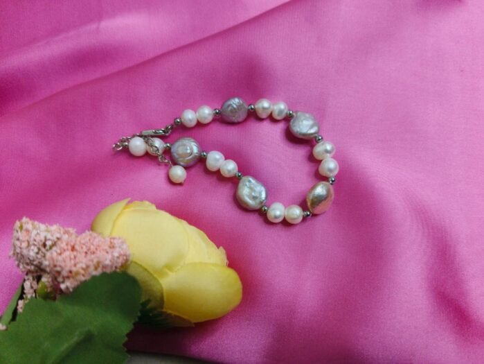 Coin & Round Freshwater Pearl Adjustable Bracelet for Women - Image 4
