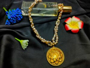 Uncut Purple Pearl Necklace – Handcrafted Beauty with Gold Plated Pendant