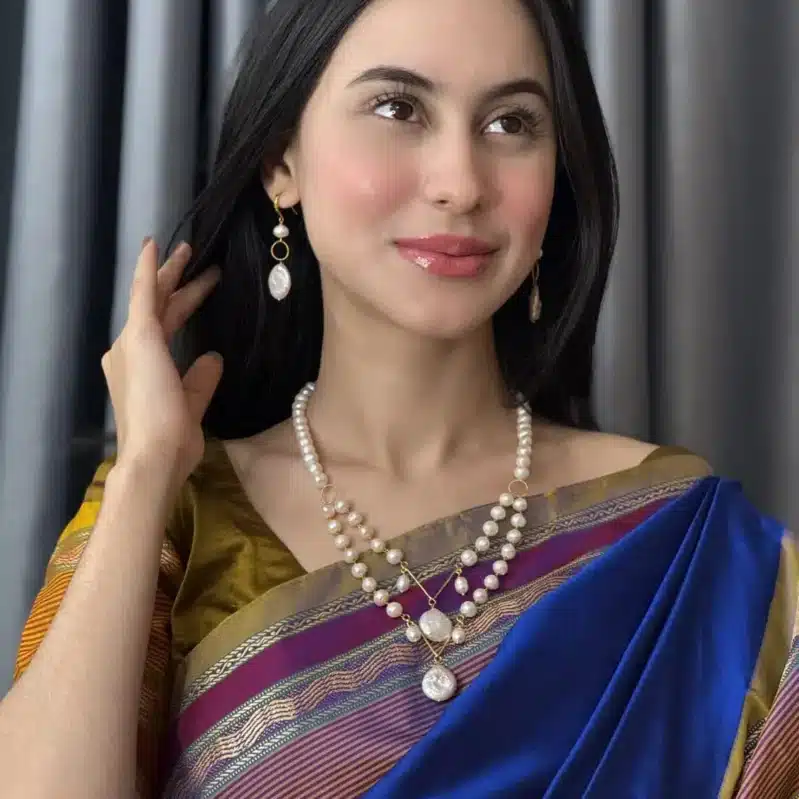 Round and Coin Pearl Necklace Set with Earrings