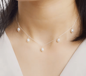 Pearl Drop Necklace with Freshwater Rice Pearls
