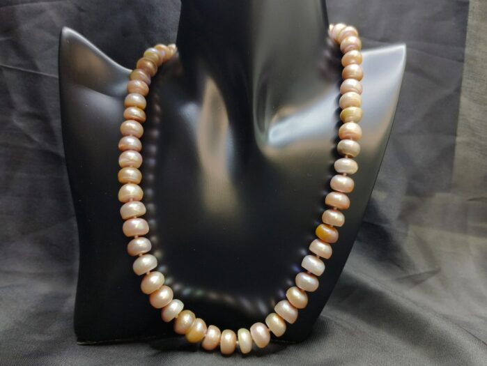 12mm Purple Button Pearl Necklace – 17 Inch Premium Look