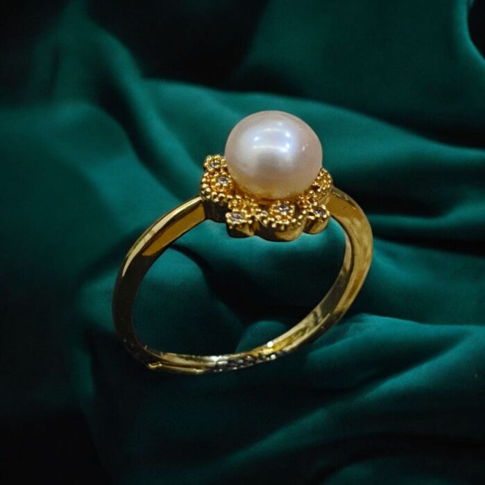 Freshwater Pearl Adjustable Gold-Plated Ring for Women - Image 2