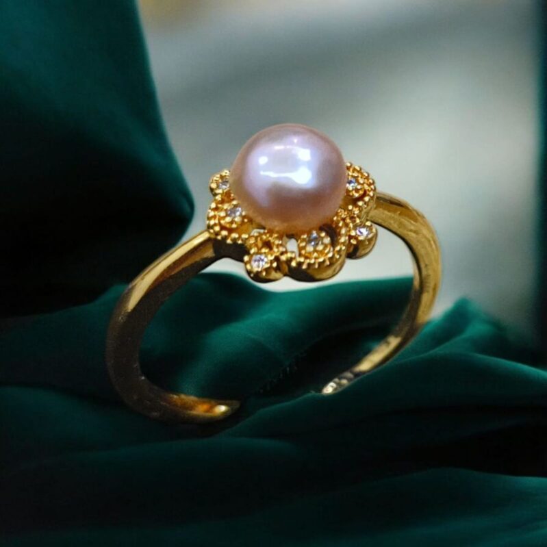 Freshwater Pearl Adjustable Gold-Plated Ring for Women